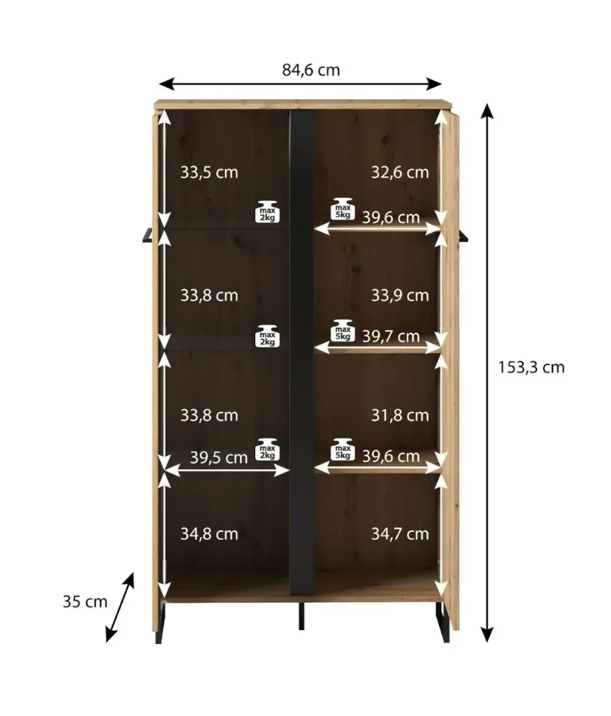 NORWAY VITRINE 84,5 X 35 X 153,5 CM