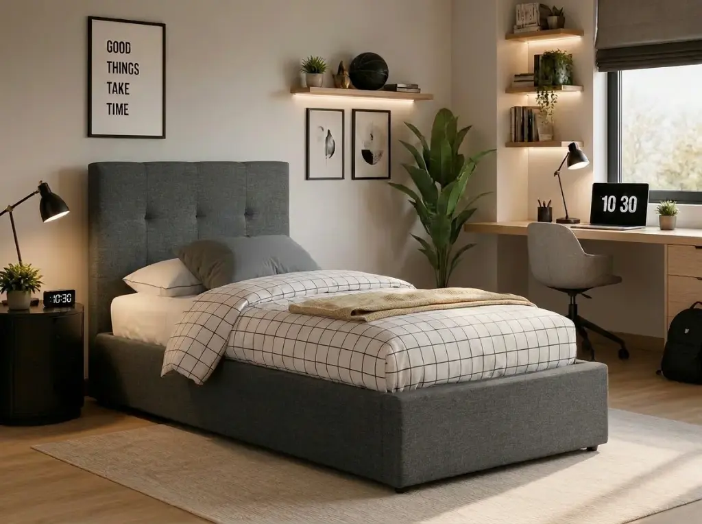 1-PERSOONS BED - CAÏRO OTTOMAN GRIJS 90 X 200 CM- UKFR 