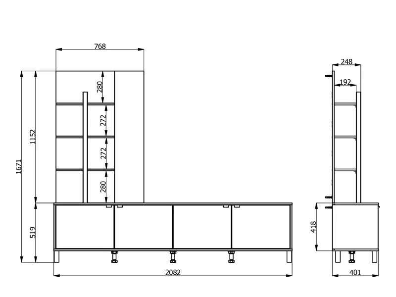 DERBY ENTERTAININGMENT CENTER 208 X 40 X 167 CM