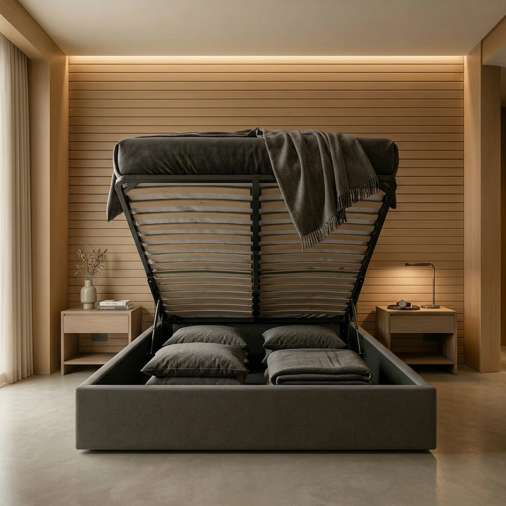 CAÏRO 2 PERSOONS BED - OTTOMAN 140 X 200 CM - UKFR - GRIJS 