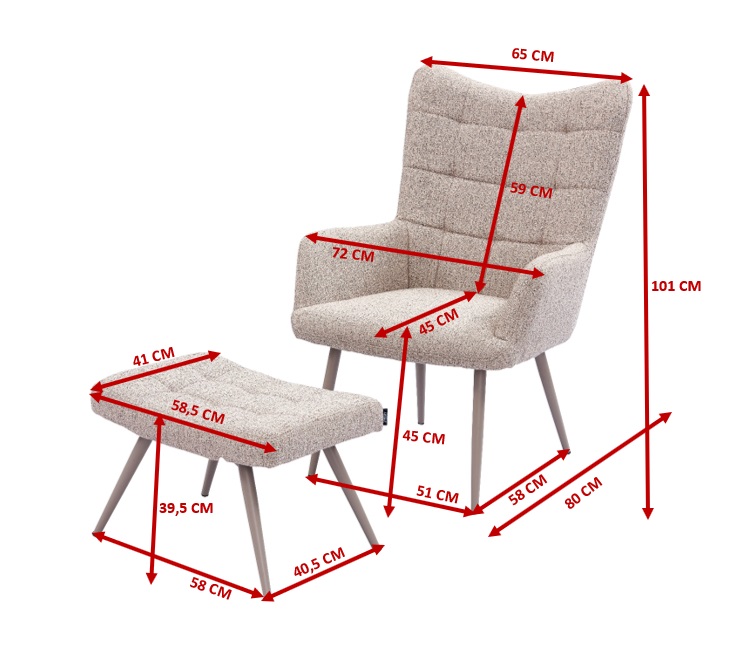CHARLY ZETEL + VOETBANK - 1 STUK/1 KARTON - SAND