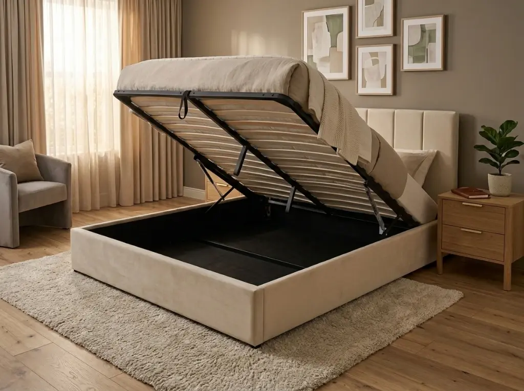 DUBAI 2-PERSOONS BED KS. - OTTOMAN 140 X 200 CM- UKFR - BEIGE 