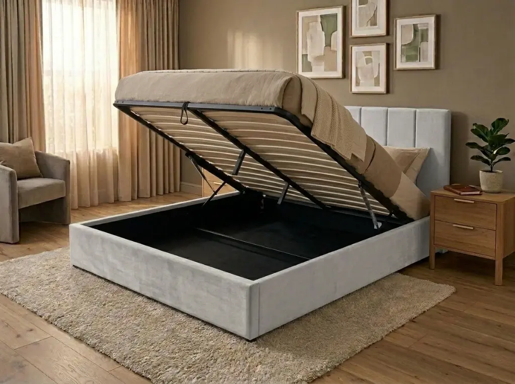 DUBAI 2-PERSOONS BED KS. - OTTOMAN 160 X 200 CM- UKFR - LICHTGRIJS 