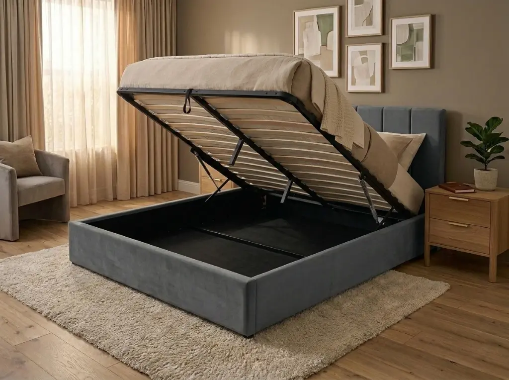 DUBAI 2-PERSOONS BED KS. - OTTOMAN 160 X 200 CM- UKFR - GRIJS