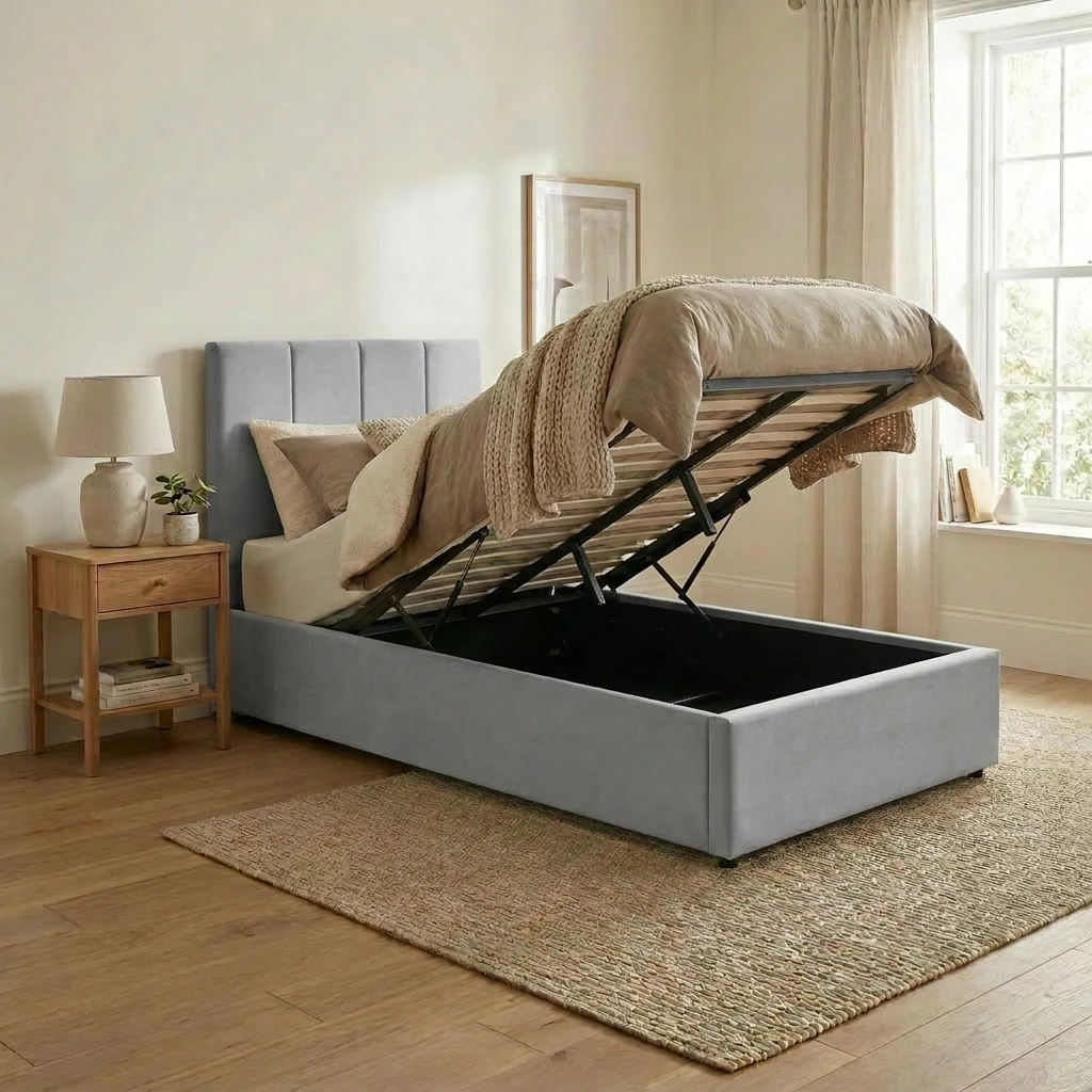 DUBAI 1-PERSOONS BED KS. - OTTOMAN 120 X 200 CM- UKFR - LICHTGRIJS  