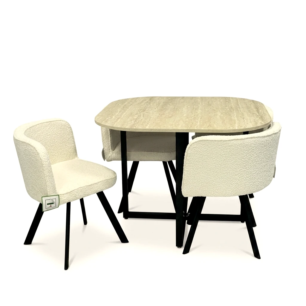BORDEAUX - TAFEL 100 X 100 X 75 CM + 4 STOELEN