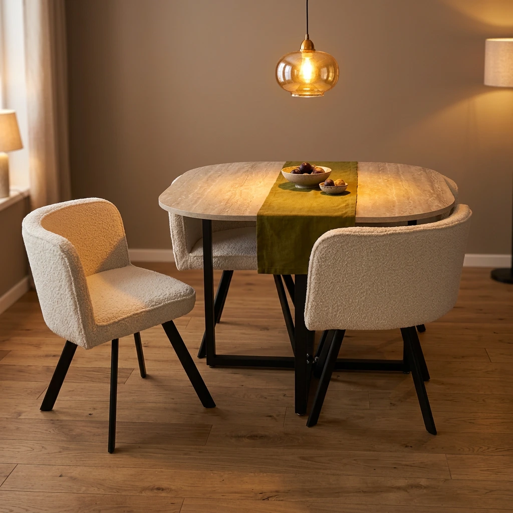 BORDEAUX - TAFEL 100 X 100 X 75 CM + 4 STOELEN