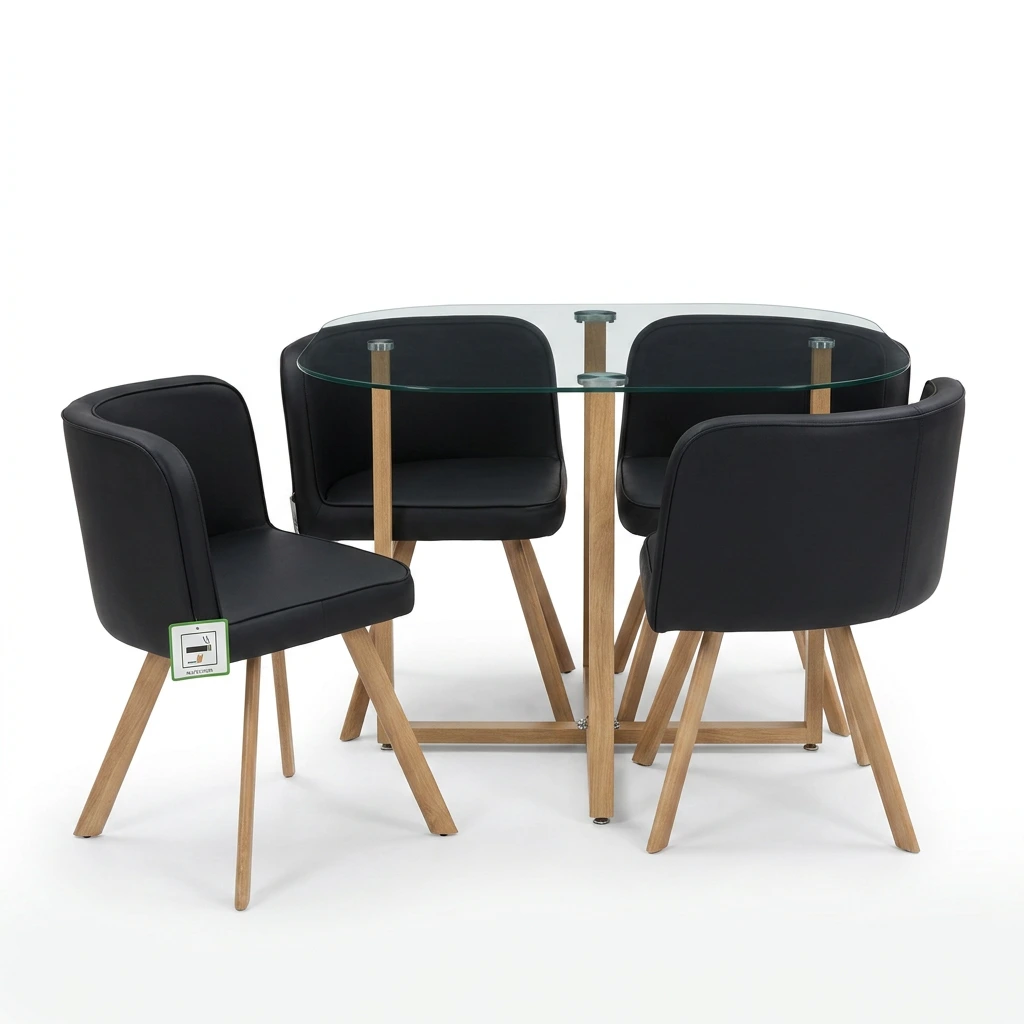 CARNAC - TAFEL 100 X 100 X 75 CM + 4 STOELEN