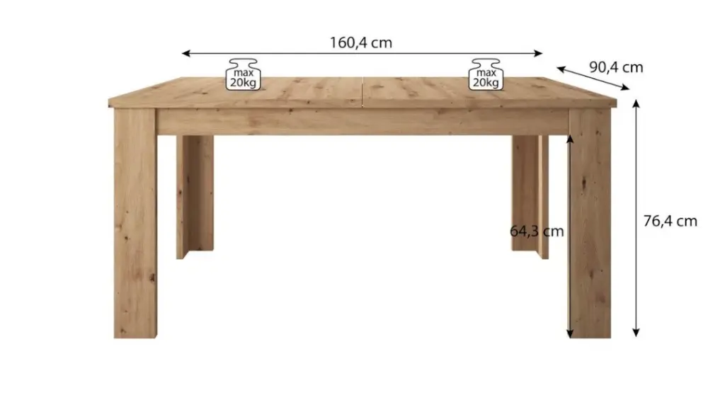 TAFEL BODO 160,5/200,5 X 90,5 X 76,5 CM