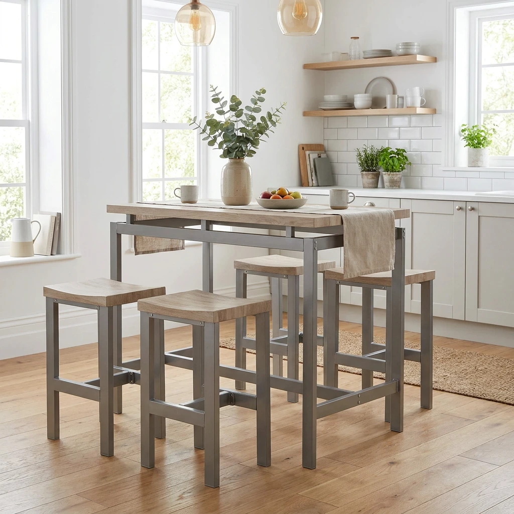 LE MANS - SET DE BAR - TABLE + 4 TABOURETS