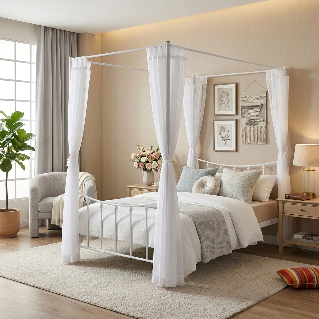 AMORE 1 PERSOONS HEMELBED - 90/200 CM - WIT