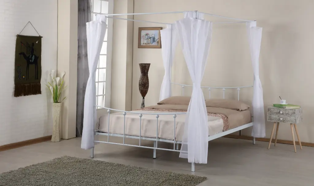AMORE DOUBLE CANOPY BED - 140/200 CM - WHITE