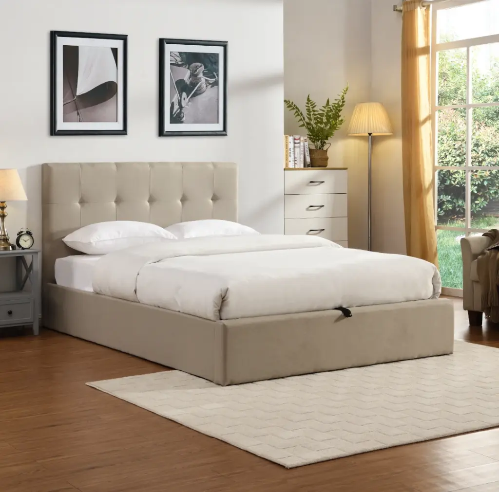 CAÏRO 2 PERSOONS BED - OTTOMAN 140 X 200 CM - UKFR - BEIGE 