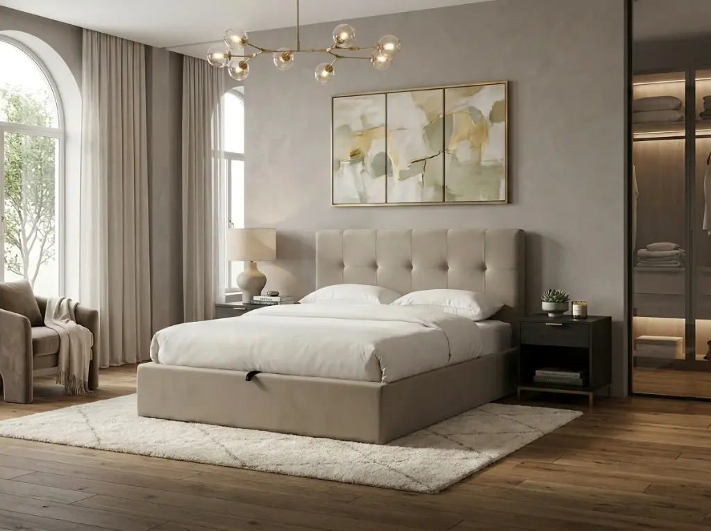 CAÏRO 2 PERSOONS BED - OTTOMAN 180 X 200 CM UKFR - BEIGE