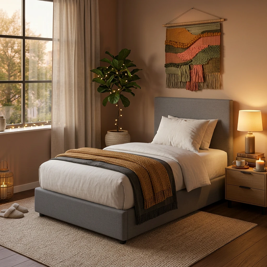 QINA 1 PERSOONS BED - OTTOMAN 90 X 200 CM - CAFR - GRIJS  