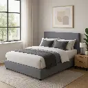 QINA  2 PERSOONS BED - OTTOMAN 140 X 200 CM - CAFR - GRIJS 