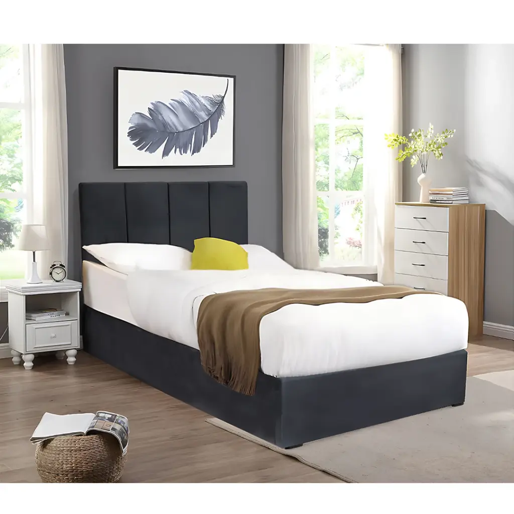 LIT 1 PERSONNE - DUBAI OTTOMAN GRIS 90 X 200 CM- UKFR