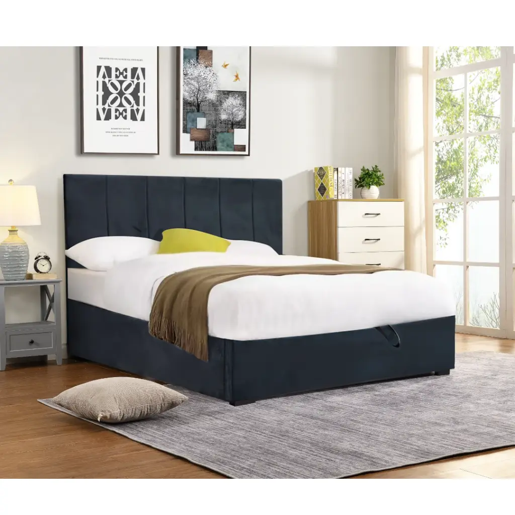 2-PERSOONS BED KS. - DUBAI OTTOMAN GREY 140 X 200 CM- UKFR