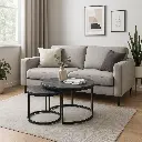 POLARIS TABLE DE SALON GRIS FONCE  (Ø 69 + Ø 52cm)