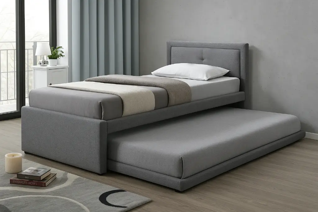 1 PERSOONS BED RODAN GRIJS - 90 X 200 CM
