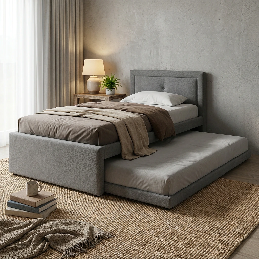 RODAN LIT 1 PERSONNE - 90 X 200 CM - GRIS 