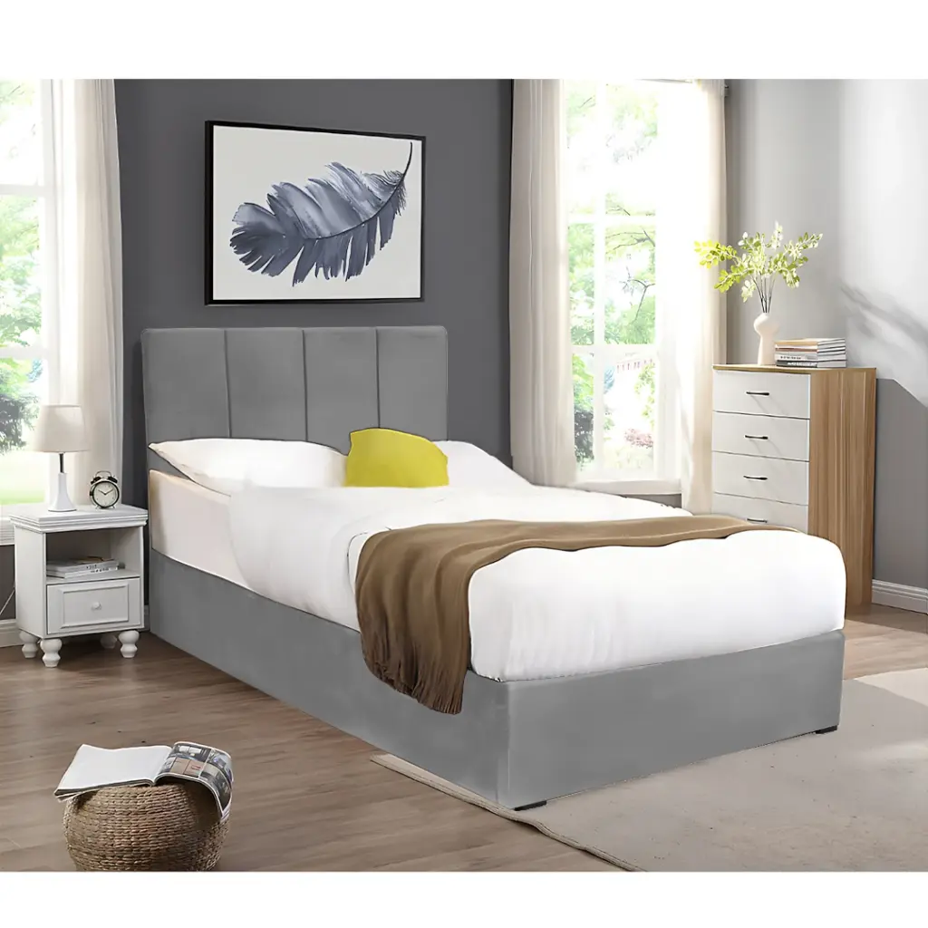 DUBAI SINGLE BED KS. - OTTOMAN 120 X 200 CM- UKFR - LIGHT GREY