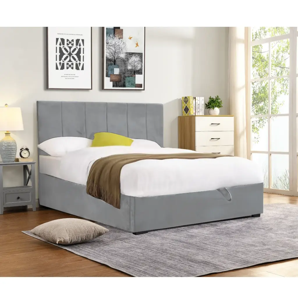 DUBAI DOUBLE BED KS. - OTTOMAN 140 X 200 CM- UKFR - LIGHT GREY