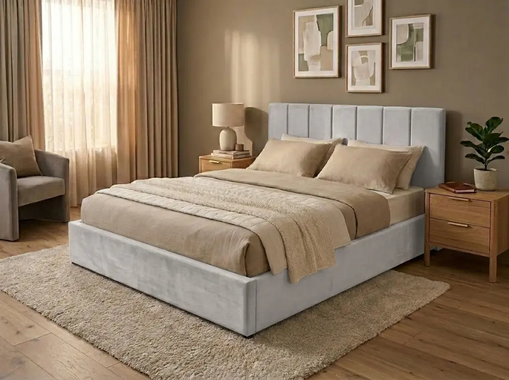 DUBAI 2-PERSOONS BED KS. - OTTOMAN 160 X 200 CM- UKFR - LICHTGRIJS 