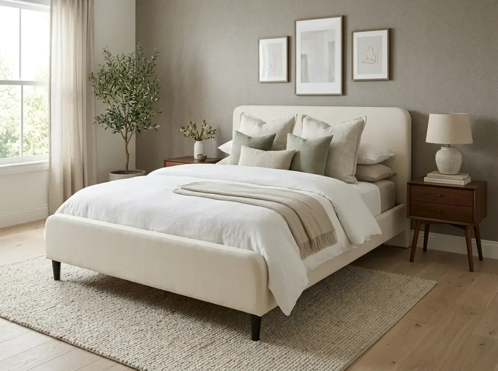 VIKA DOUBLE BED - 180 X 200 CM BEIGE
