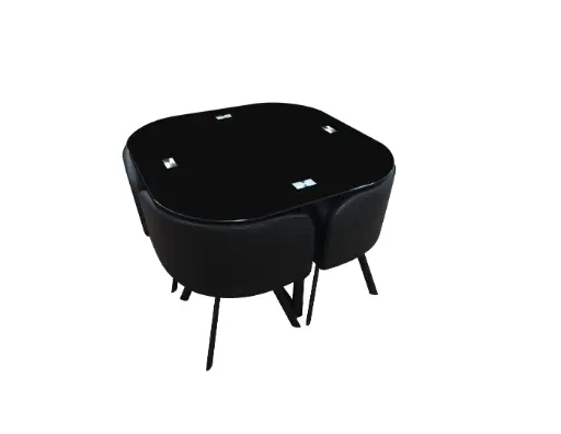 [BNF-064] SET CANNES - TAFEL 100 X 100 X 75 CM + 4 STOELEN