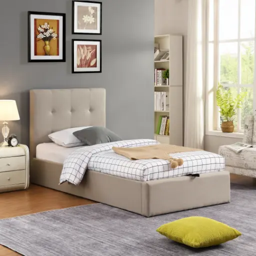 [CO-900-BEI] CAÏRO 1-PERSOONS BED - OTTOMAN 90 X 200 CM- UKFR - BEIGE