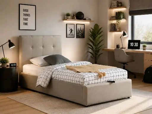 [CO-900-BEI] CAÏRO LIT 1 PERSONNE - OTTOMAN 90 X 200 CM- UKFR - BEIGE