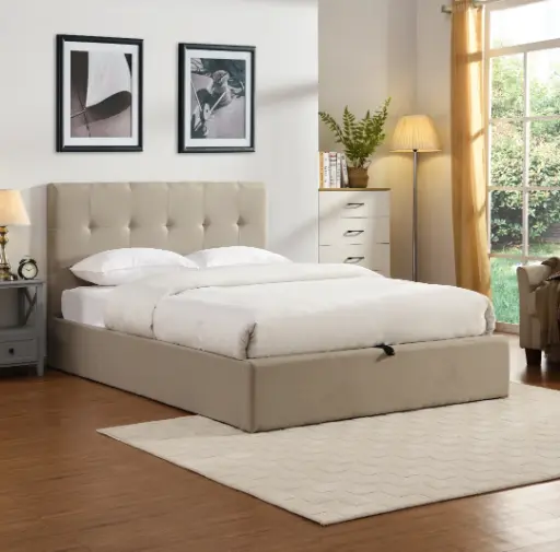 [CO-902/3-BEI] DOUBLE BED - CAÏRO OTTOMAN BEIGE 160 X 200 CM - UKFR