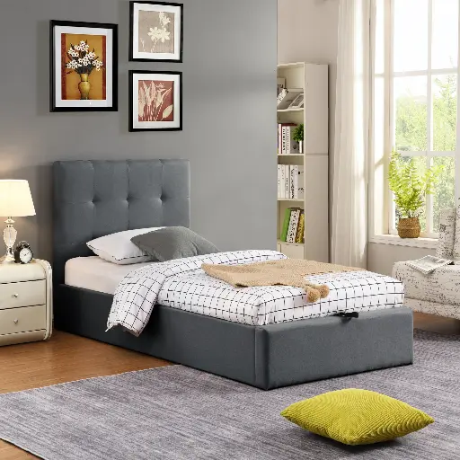 [CO-900-GR] 1-PERSOONS BED - CAÏRO OTTOMAN GRIJS 90 X 200 CM- UKFR 