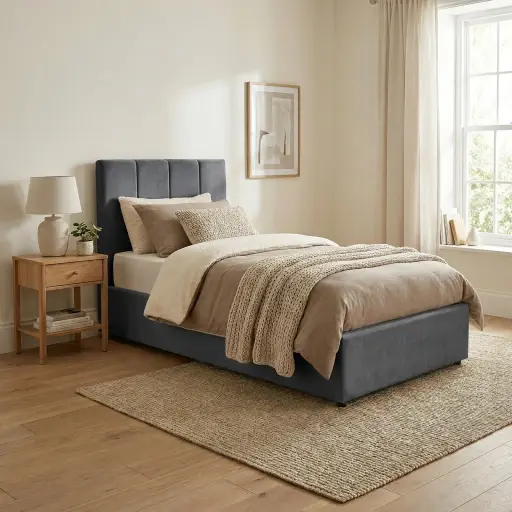 [DU-900 GR] DUBAI 1-PERSOONS BED - OTTOMAN 90 X 200 CM- UKFR - GRIJS