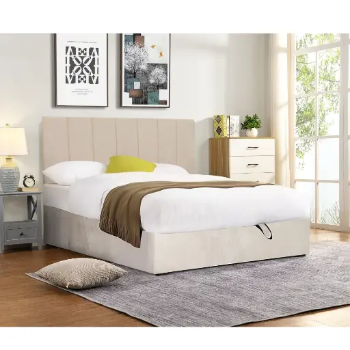 [DU-902/3 BEI] 2-PERSOONS BED KS. - DUBAI OTTOMAN BEIGE 160 X 200 CM- UKFR