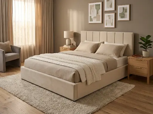 [DU-902/3 BEI] DUBAI 2-PERSOONS BED KS. - OTTOMAN 160 X 200 CM- UKFR - BEIGE
