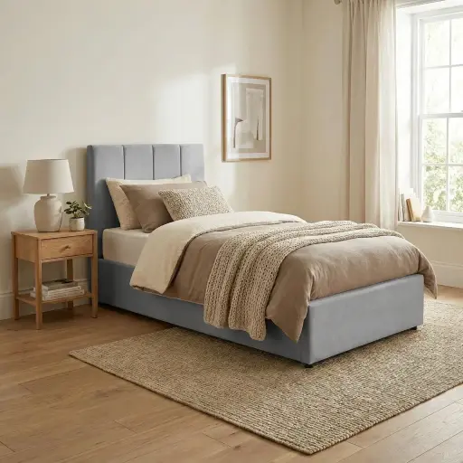 [DU-901 LGR] DUBAI 1-PERSOONS BED KS. - OTTOMAN 120 X 200 CM- UKFR - LICHTGRIJS  