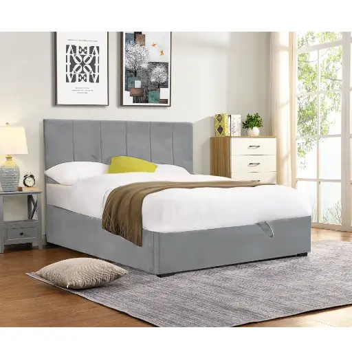 [DU-902/3 LGR] DUBAI DOUBLE BED KS. - OTTOMAN 160 X 200 CM- UKFR - LIGHT GREY